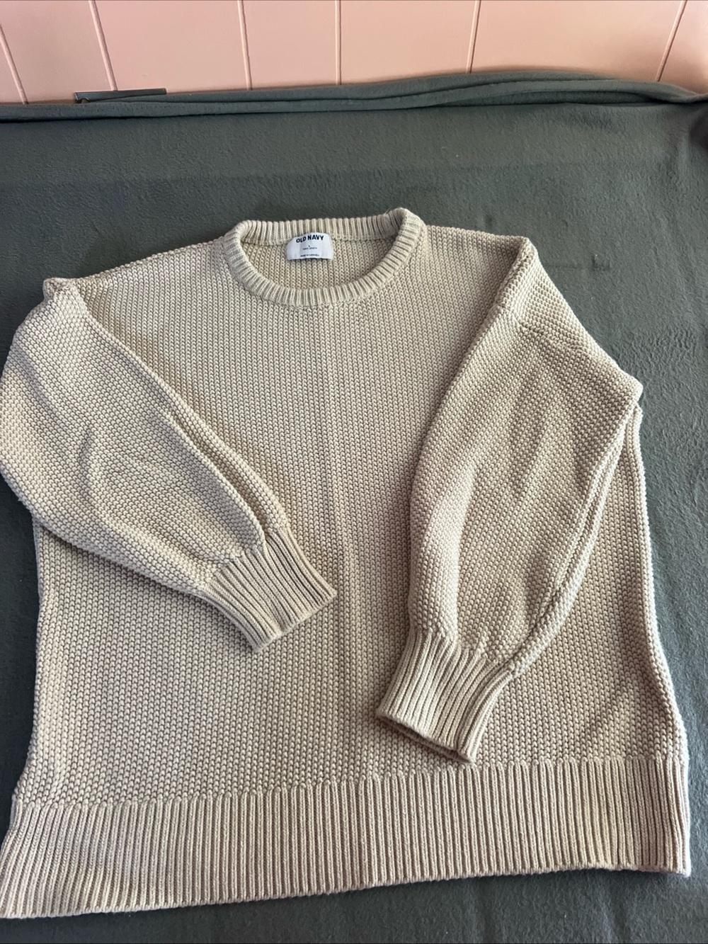 Old Navy Women’s Light Oatmeal Crewneck Pullover Sweater Tunic Large